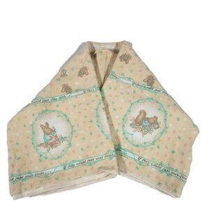 Vtg Carters Classics Blanket 30X40 Bear Bunny If They Could Just Stay Little